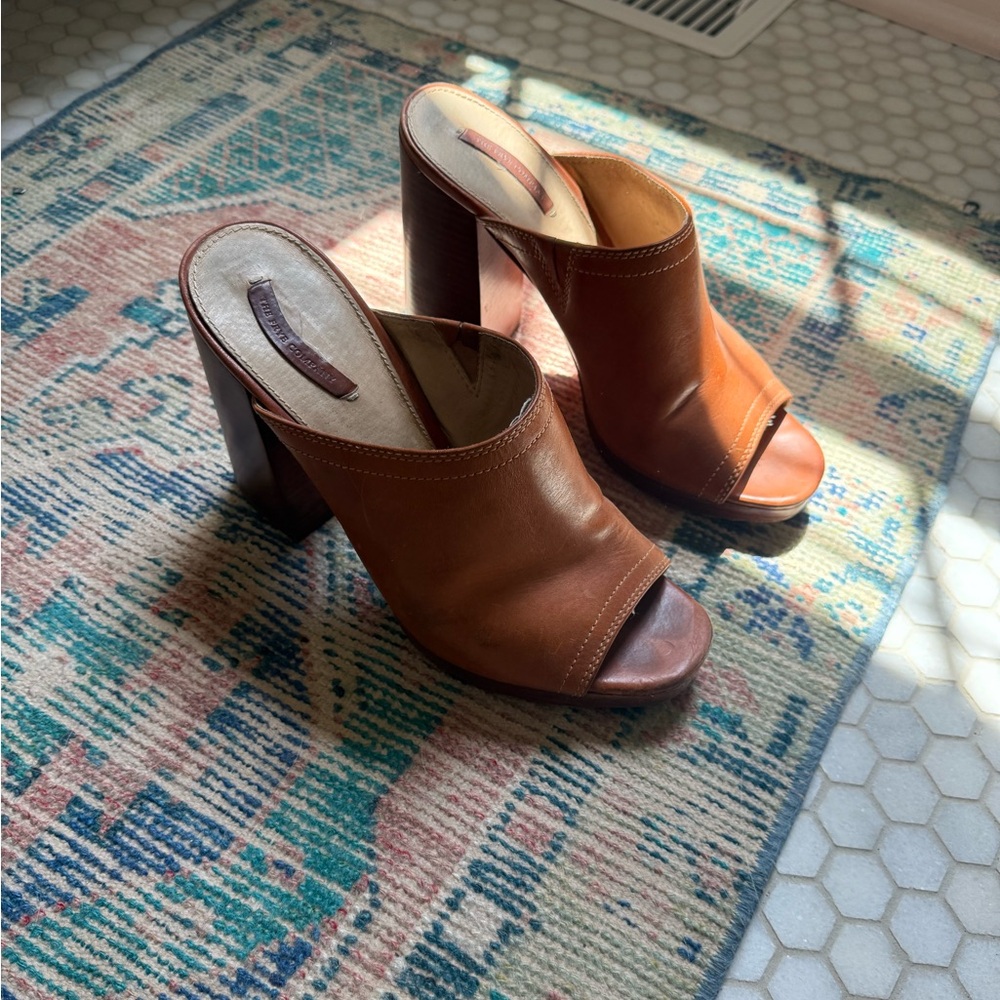 Frye Brown Leather Mules